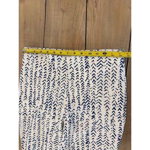 Lysse Pull On Ankle‎ Pants Elastic Waist Blue White Fringe XL Cotton - Picture 6 of 8